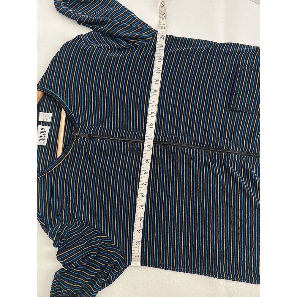 Chico's Design Vintage 90's Multicolor Striped Zip-Up Top Jacket Medium Retro - Picture 6 of 7